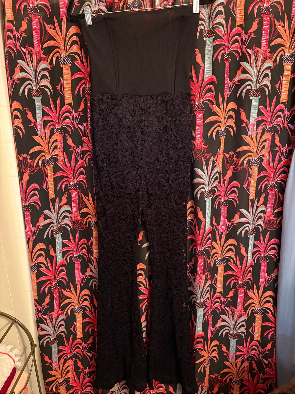 Forever 21 Black Lace High-Waist Jumpsuit Pants